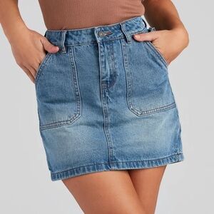 Nature Los Angeles 100% Cotton High-Rise Dark Denim Jean Skirt Women’s Small